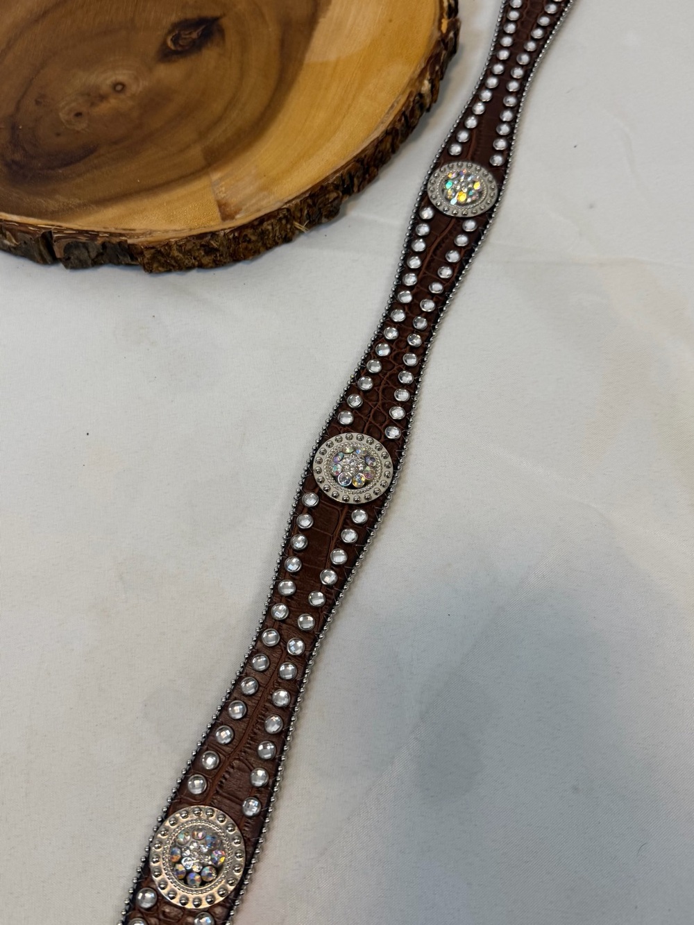 Blazin Roxx Brown Belt with Rhinestones and Conchos Scalloped Western Large - Picture 7 of 8